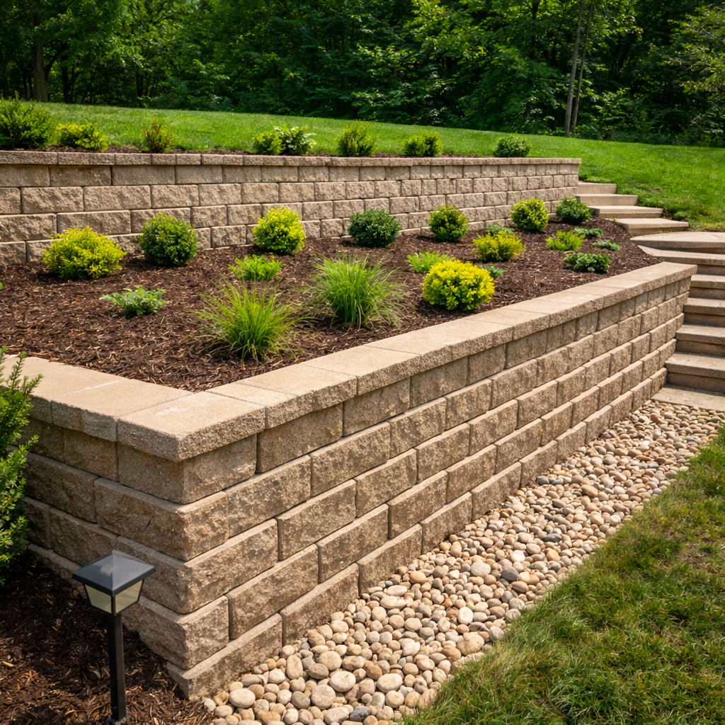 Concrete retaining wall installation North Carolina